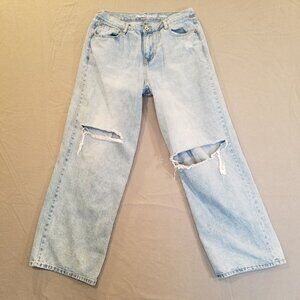 Baggy Wallflower Jeans Size 32x28 Loose Denim Faded Light Wash Distressed Skater
